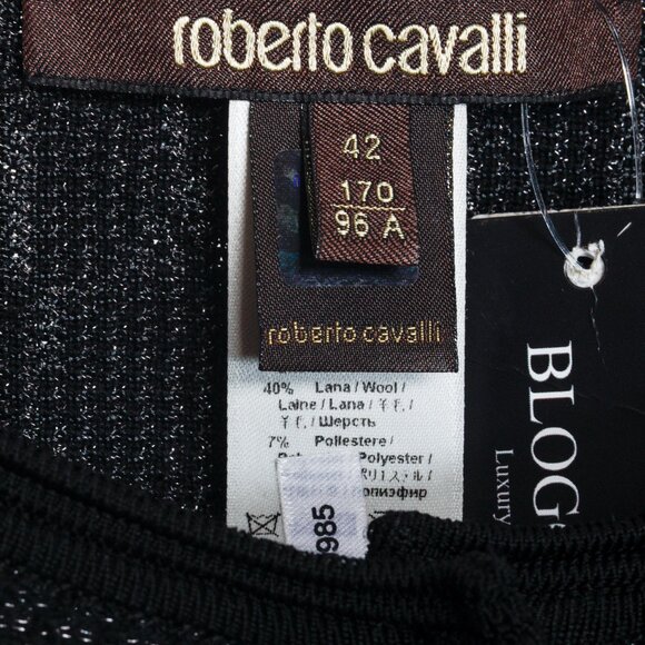 Roberto Cavalli Black Metallic Knit Cardigan - Picture 4 of 12